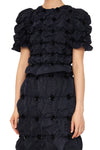 SHUSHUTONG pleated top aw21to05 dark blue